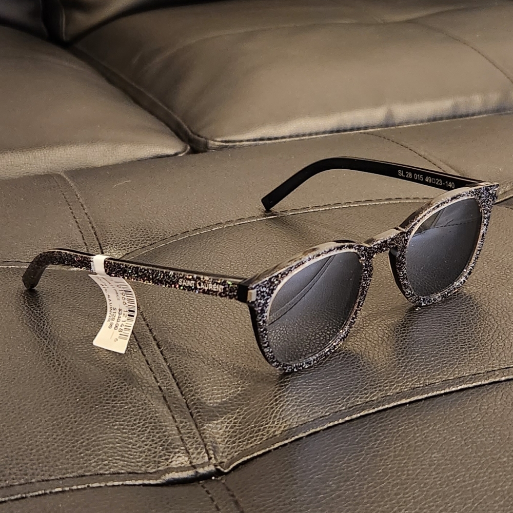 SAINT LAURENT SL28 SLIM 001 Black Phantos Bright 49 mm Unisex Sunglasses NO CASE
